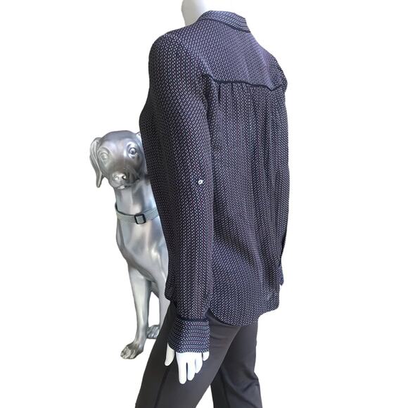 Vince Silk Button Down Black White Red Long Sleeve Shirt Women's Size S - Picture 2 of 9